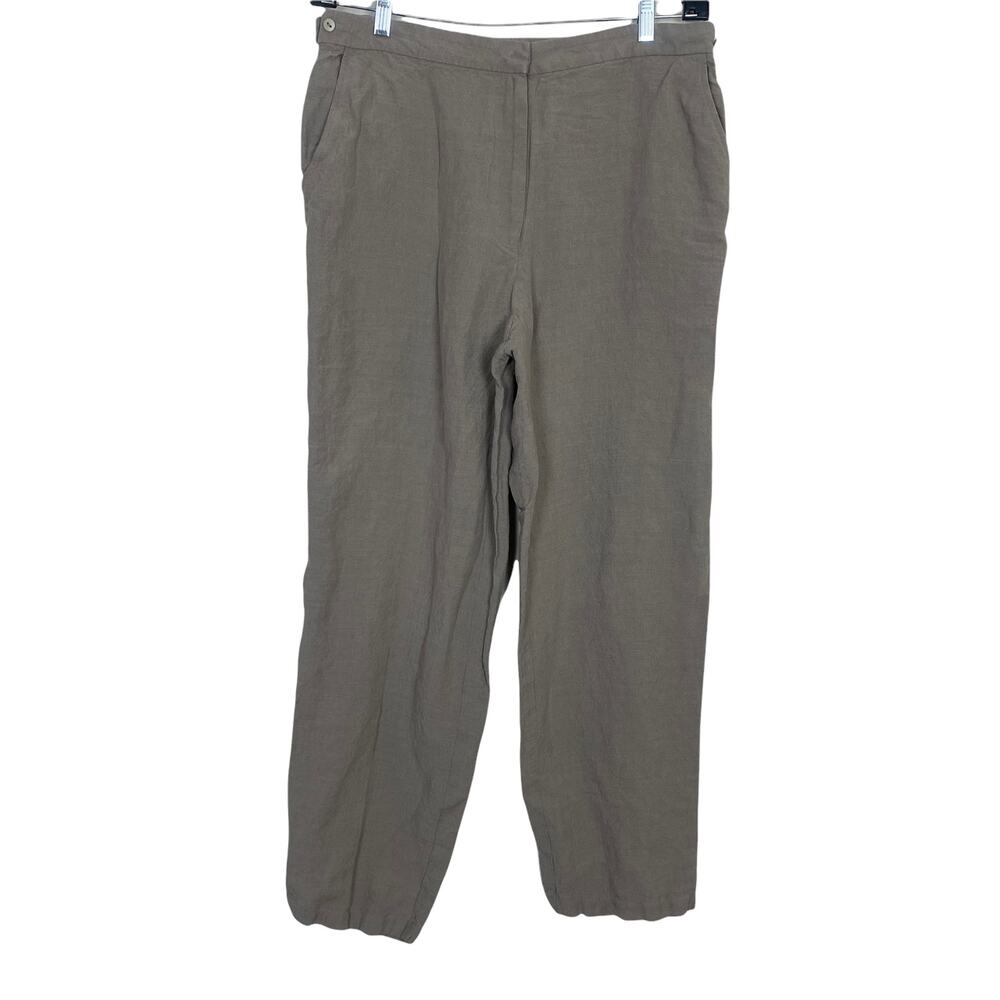Eileen Fisher Tan Linen-Blend Straight Leg Casual Pants Size L